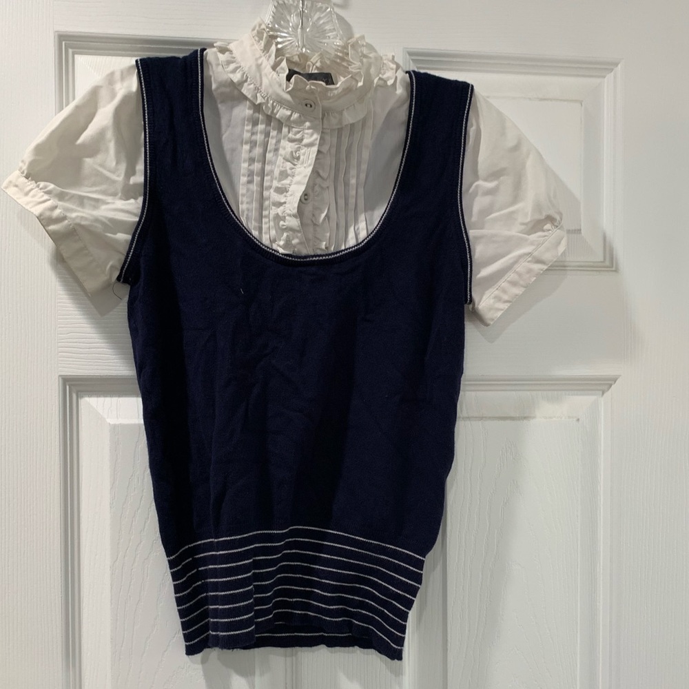Navy blue and white shirt